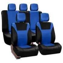 FH Group Universal Fit Faux Leather Car Seat Covers for SUV, Truck Split Rear Bench Full Set - Blue