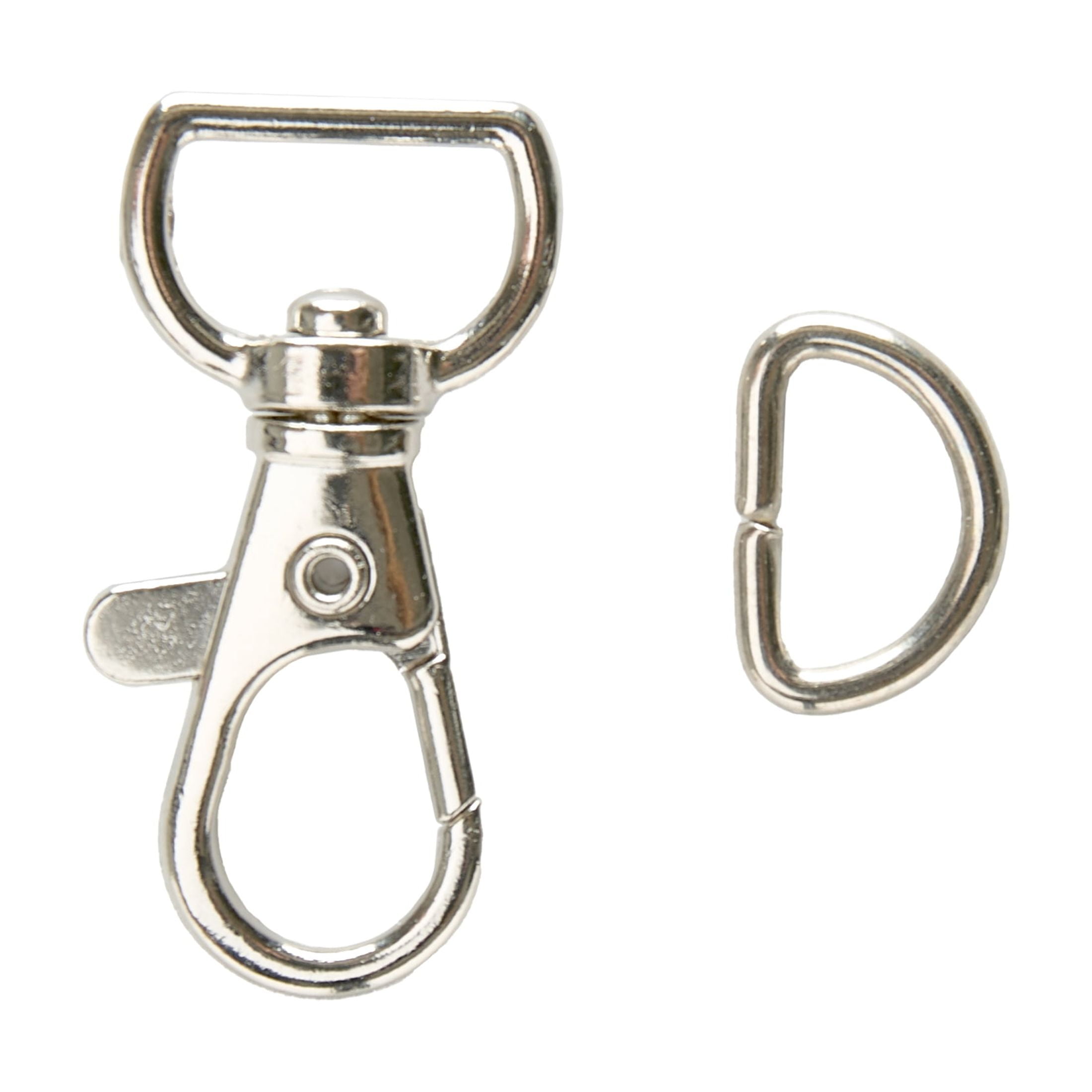Hello Hobby Swivel D Ring Metal Hook and Loop, Silver
