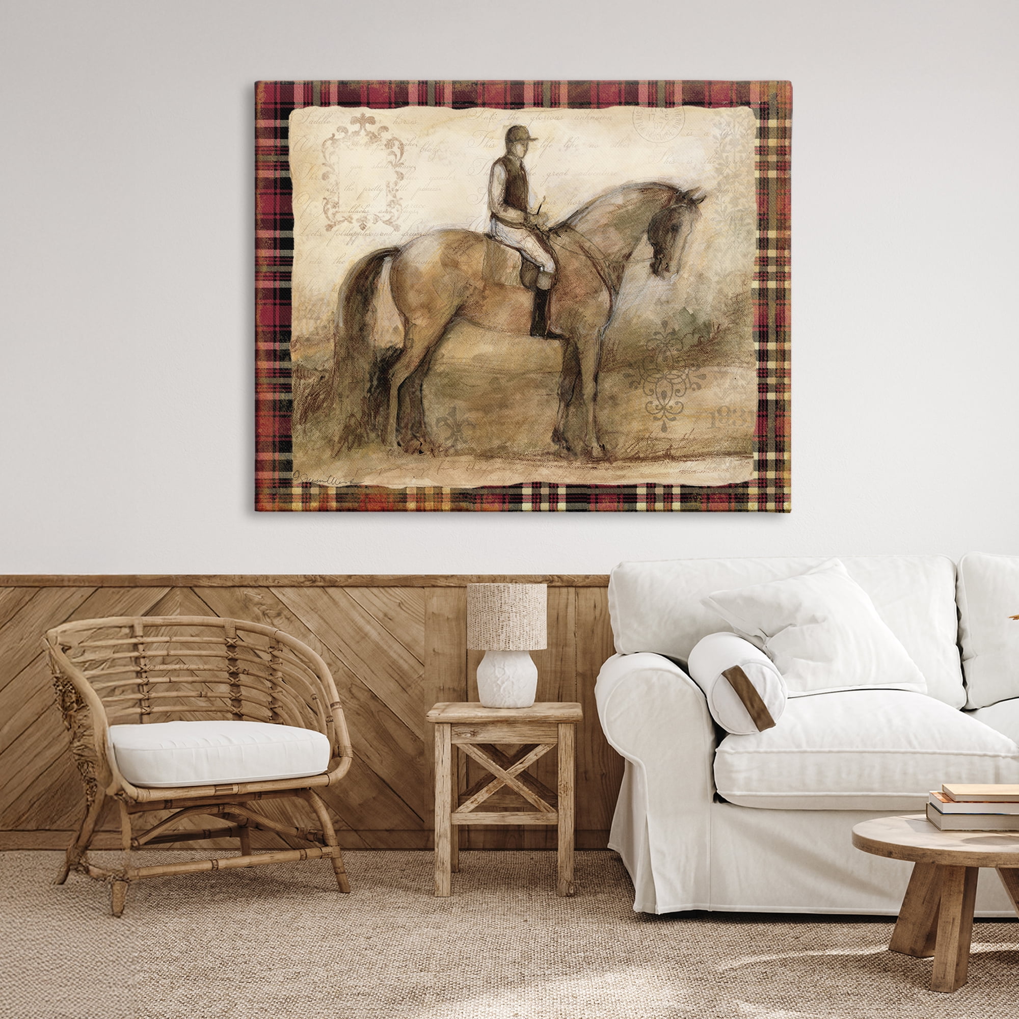 Stupell Industries Horse With Jockey & Plaid Canvas Wall Art, design by Susan Winget