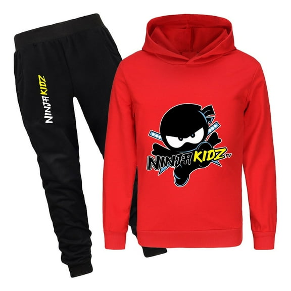 Ninja Kidz 2-Piece Tracksuit for Boys and Girls Hoodie and Jogger Pants Set – Kids Cartoon Loungewear and Playwear Outfit