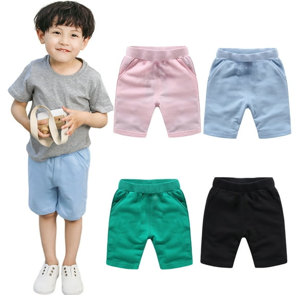 YTDSCS Kids Baby Boys Cotton Shorts Elastic Waist Knee Length Casual Five Pants Toddler with Pockets Solid Summer Jogger Shorts Pants for Boys 9 M-10Y