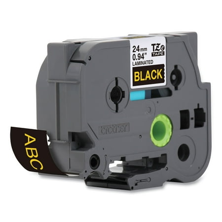 UPC: 0012502625872 | Brother Genuine P-touch TZE-354 Tape  1  (0.94 ) Wide Standard Laminated Label Maker Tape  Gold on Black  0.94 in. x 26.2 ft. (24mm x 8M)  Single-Pack  TZE354