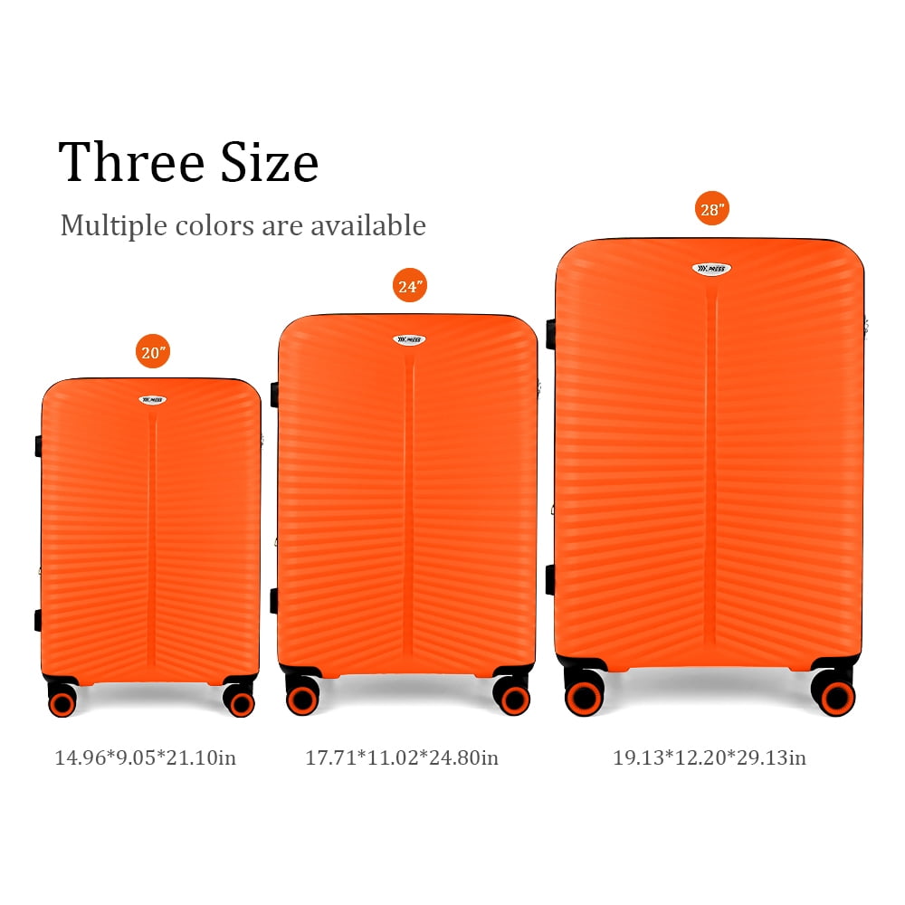3 Piece Hardside Luggage Set Expandable Suitcase with Spinner Wheels,Lightweight Hardshell Suitcase Set 20in24in28in, Orange, SQ249