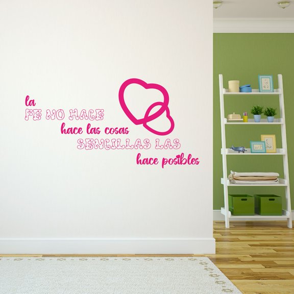 Spanish Wall Decals for Girls Bedroom - la fe no hace las cosas sencillas las hace posibles Religious inpsirational Quote Typography in Spanish Home Wall Sticker - Size: 10 In x 5 In