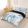 thumbnail image 3 of spefrowx Ocean Starfish Duvet Cover Queen for Kids, Cute Seashell Seaweed Queen Bedding, Black Reversible, 3pcs, 1 Duvet Cover and 2 Pillowcases, 3 of 6