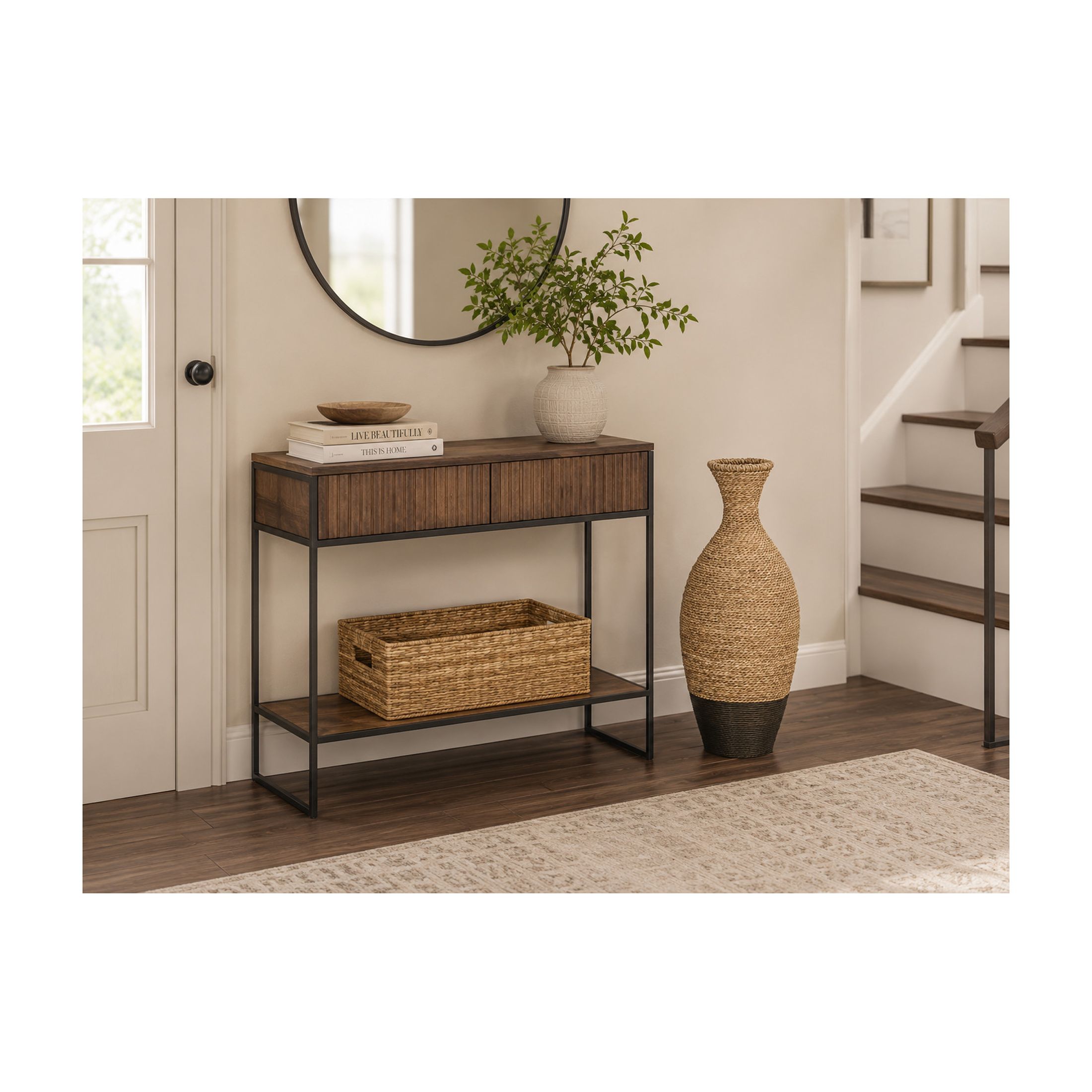 DecMode 27" Handmade Tall Woven Floor Brown Seagrass Vase
