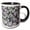 Black/White, variant on 3drose, Mixture of Abstract Flowers and Leaves, Green, White and Purple Hues, 11oz Two-tone Red Mug