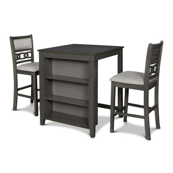 New Classic Furniture Gia Solid Wood Counter Table W/2 Chairs in Gray
