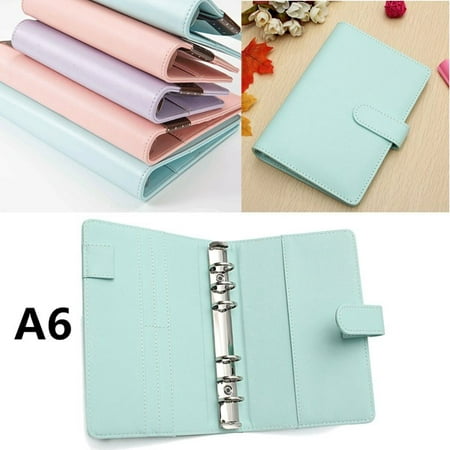 A6 7.5''x5.1'' Loose Leaf Notebook Leather Cover Weekly Binder Planner