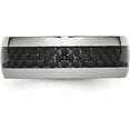 thumbnail image 4 of Chisel Stainless Steel Polished with Black Carbon Fiber Inlay 8.2mm Band - Ring Size 7.5, 4 of 8