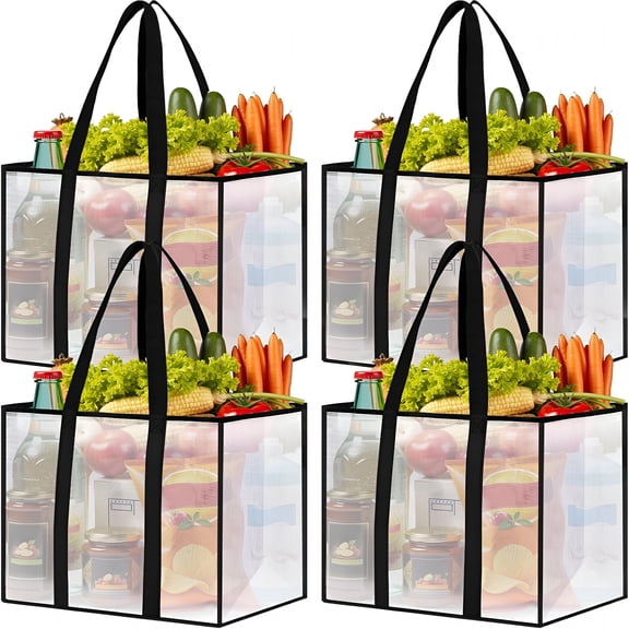 GASTROPOD 4 Pack Reusable Grocery Bags,Heavy-Duty Shopping Bags with Sturdy Handles,Water-Resistant & Foldable Organizer,Shopping Bags for Groceries,Market,Car Trunk,Multi-Purpose,33L