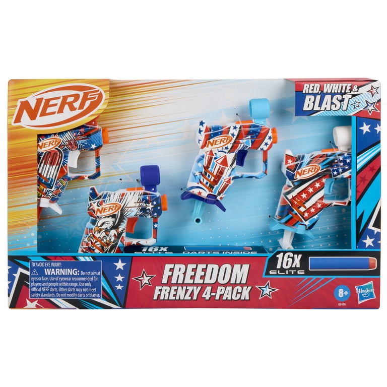 Nerf Elite Freedom Frenzy Red, White & Blue Blaster 4-Pack, 16