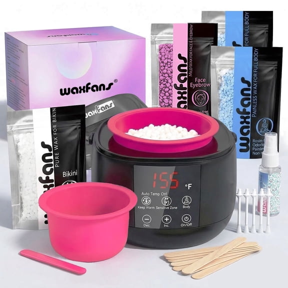Waxfans Smart Waxing Kit,Auto Keep Warmth, One Button to Use, at Home Waxing Kit for Women,Wax Machine for Hair Removal