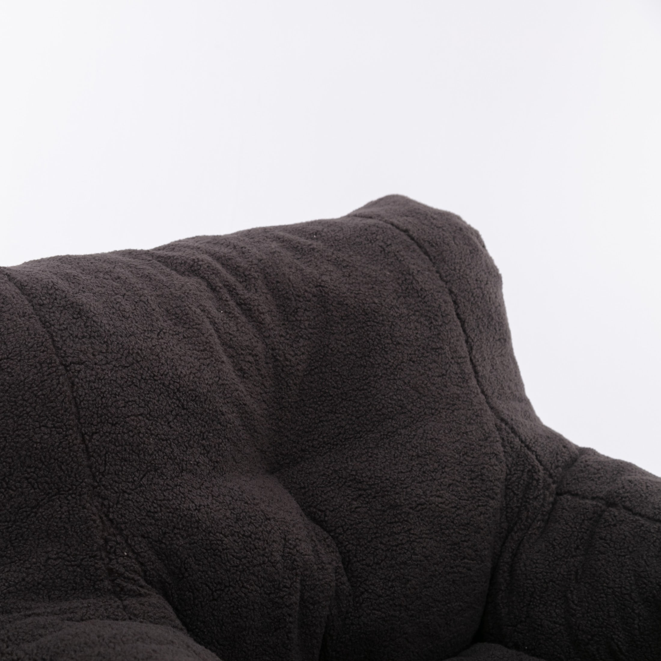 Noble House Quinci 39" Teddy Tufted Bean Bag Chair, Memory Foam Floor Lounger Accent Seat for Bedroom, Dark Gray