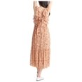 thumbnail image 2 of BLACK TAPE Womens Orange Smocked Slitted Tie Back Lined Ruffled Floral Sleeveless V Neck Midi Fit + Flare Dress S, 2 of 4
