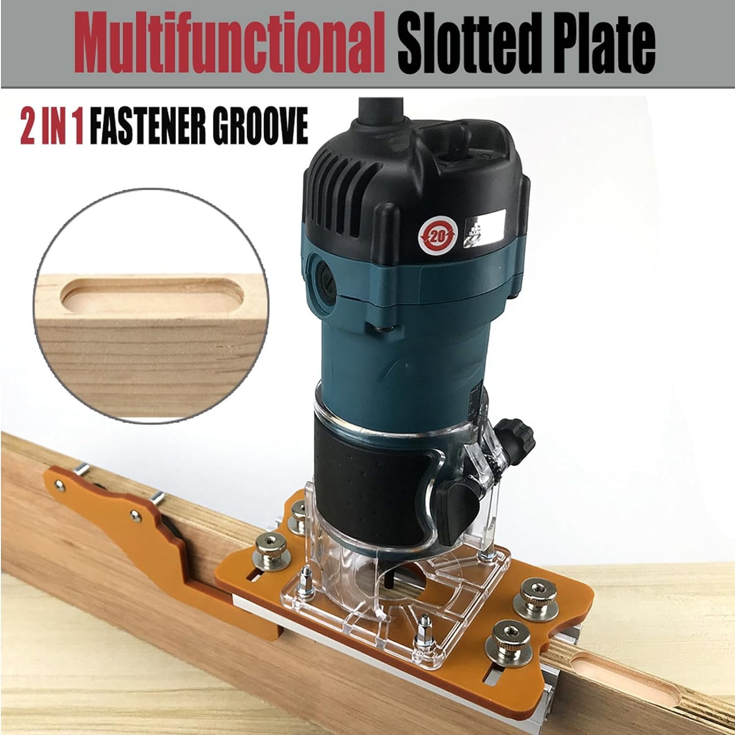 CATPAN Trimming Machine Bracket, 2 in 1 Invisible Fastener Slotting Bracket for Woodworking, Aluminum Alloy Wood Router Slotting Locator, Woodworking Router Base for 65mm Router