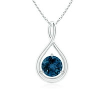 ANGARA Natural London Blue Topaz Infinity Twist Pendant in 925 Sterling Silver for Women (Size-6mm) | November Birthstone, Anniversary, Jewelry Gift for Women | Natural London Blue Topaz Necklace