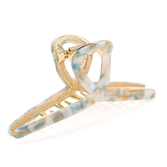 Pinces à Cheveux Grande Pince Papillon pour Femmes Pinces à Cheveux en Acétate Métal 4.7 Pouces Grands Accessoires pour Cheveux Longs Épais Écaille de Tortue Bleu 1 Pcs