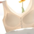thumbnail image 4 of Riecok Wireless Bras for Women Front Closure Push Up Soft Breathable Everyday Womens Bralettes Beige XXXL, 4 of 5