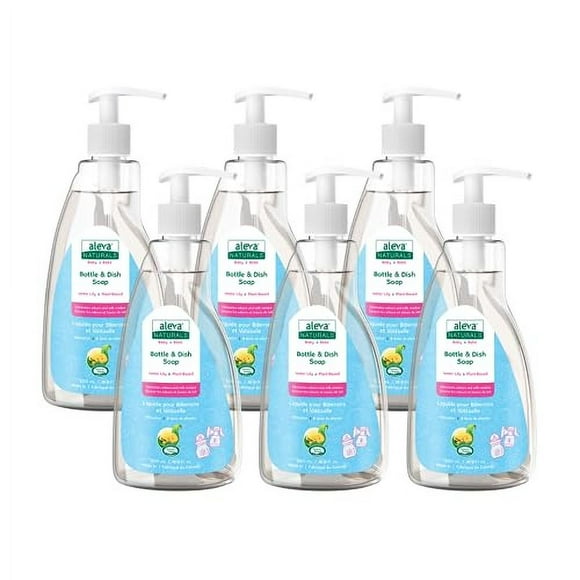 Aleva Naturals Liquide Hypoallergénique pour Biberon et Vaisselle - Formule Sans Cruauté à Base de Plantes avec Parfum de Nénuphar Rafraîchissant, Savon à Vaisselle pour Bébé
