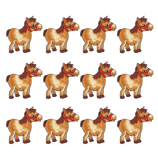 12 pegatinas de tela bordadas con motivos de caballo y hierro, parches para ropa, bolsos y accesorios.
