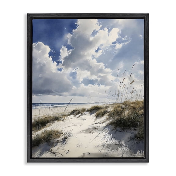 Stupell Industries Rustic Lodge Midday Sunny Beach Dunes Black Floating Frame Canvas Art, 17 x 21, by Franklyn Gregory