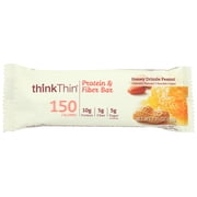 Thinkthin Bar, Protein & Fiber, Honey Drizzle Peanut, 1.41 Oz, Pack Of 10