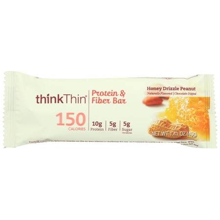 Thinkthin Bar, Protein & Fiber, Honey Drizzle Peanut, 1.41 Oz, Pack Of 10