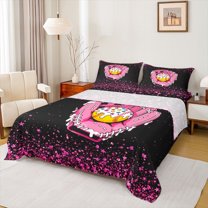 jejeloiu Pink Baseball Glove Twin Sheet Sets,Ball Sport Lover Bedding For Girls Kids 3-Piece