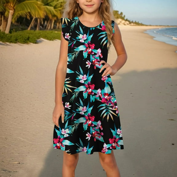 vokkrv Girls Summer Dress Tween Flutter Sleeve High Low Formal Dresses for Wedding Party Black 9-10 Years