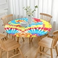 thumbnail image 3 of Colorful Tie Dye Pattern Round Fitted Tablecloth with Elastic Edge,Dining Table Cover Waterproof,Outdoor Round Tablecloth for Camping,Dining,Indoor and Outdoor, 3 of 7