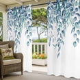 thumbnail image 2 of Outdoor Curtains for Patio Waterproof Teal Blue Eucalyptus Leaves Indoor/Outdoor Curtain Tiebacks Watercolor Leaf Branch Privacy Sun Block Grommet Drapes for Pergolas Gazebo 2 Panel 54x108 Inch, 2 of 9