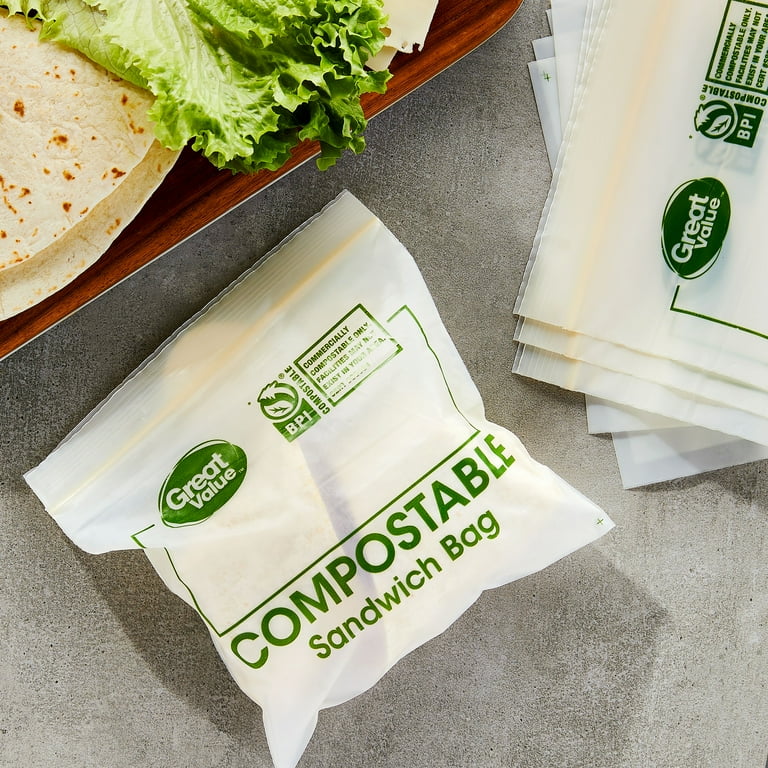 Great Value Plant-Based Sandwich Bags, 50 Count, Zipper Closure