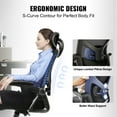 thumbnail image 3 of VEVOR Office Chair with Adjustable Lumbar Support, High Back Ergonomic Desk Chair with Adjustable Headrest, 2D Armrest, Ergonomic Office Chair Backrest, Computer Chair for Home Office, 3 of 9