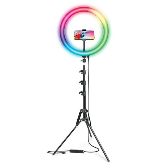 Bower Brand 16-inch White and RGB LED Ring Light Kit with Tripod; Black