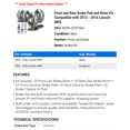 thumbnail image 2 of Front and Rear Brake Pad and Rotor Kit - Compatible with 2013 - 2016 Lincoln MKS 2014 2015, 2 of 2