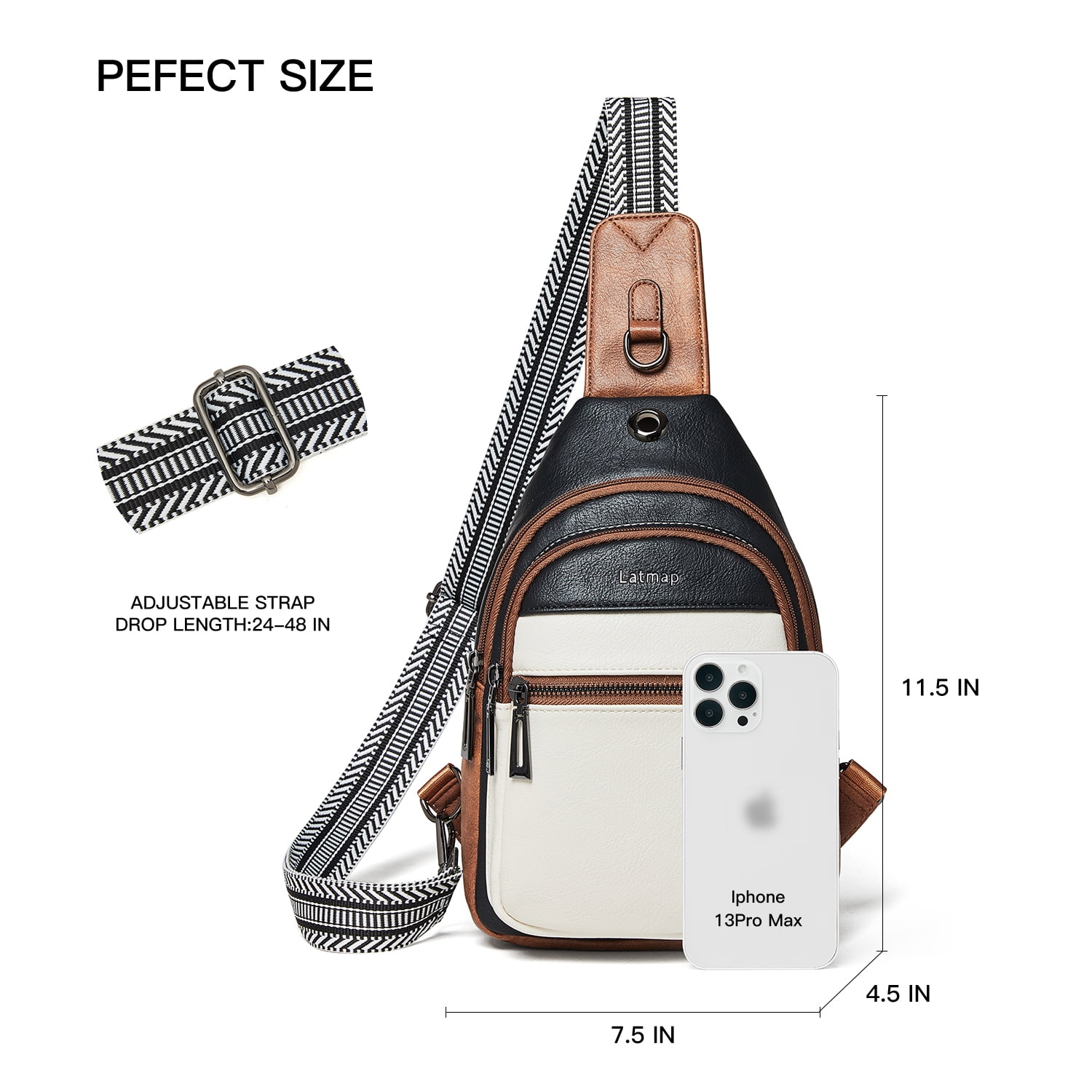 LATMAP Crossbody Sling Bag for Women&Men, Adjustable Straps, Suitable for Travel and as a Gift