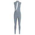 thumbnail image 4 of Fldy Womens Sparkly Rhinestone Gymnastics Romper Sleeveless Unitard for Rhythmic Dance Competition Grey M, 4 of 6