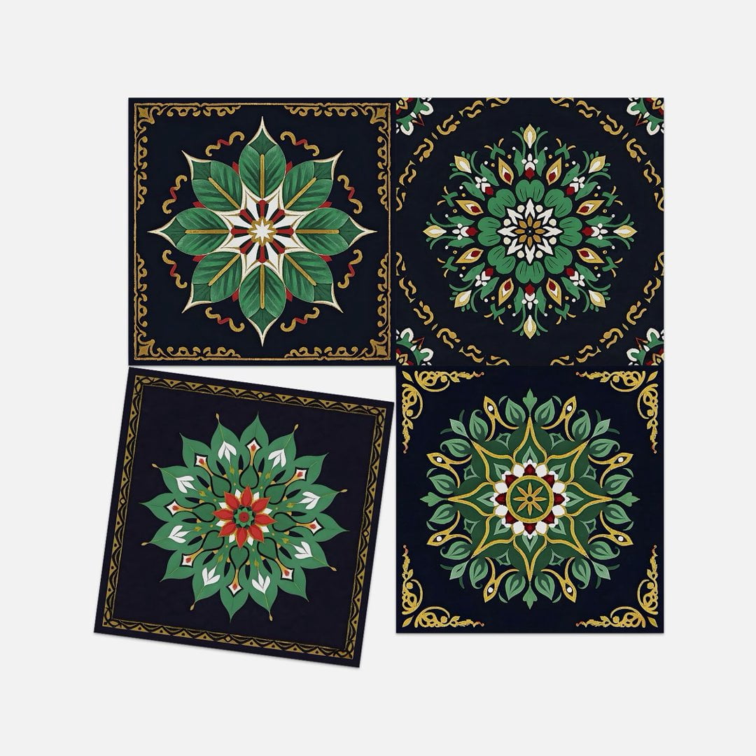 24 Pcs Peel and Stick Tile Sticker Backsplash 7.87" x 7.87" Black Green Vinyl Wall Stickers Self Adhesive Waterproof DIY Decor Kitchen Decals
