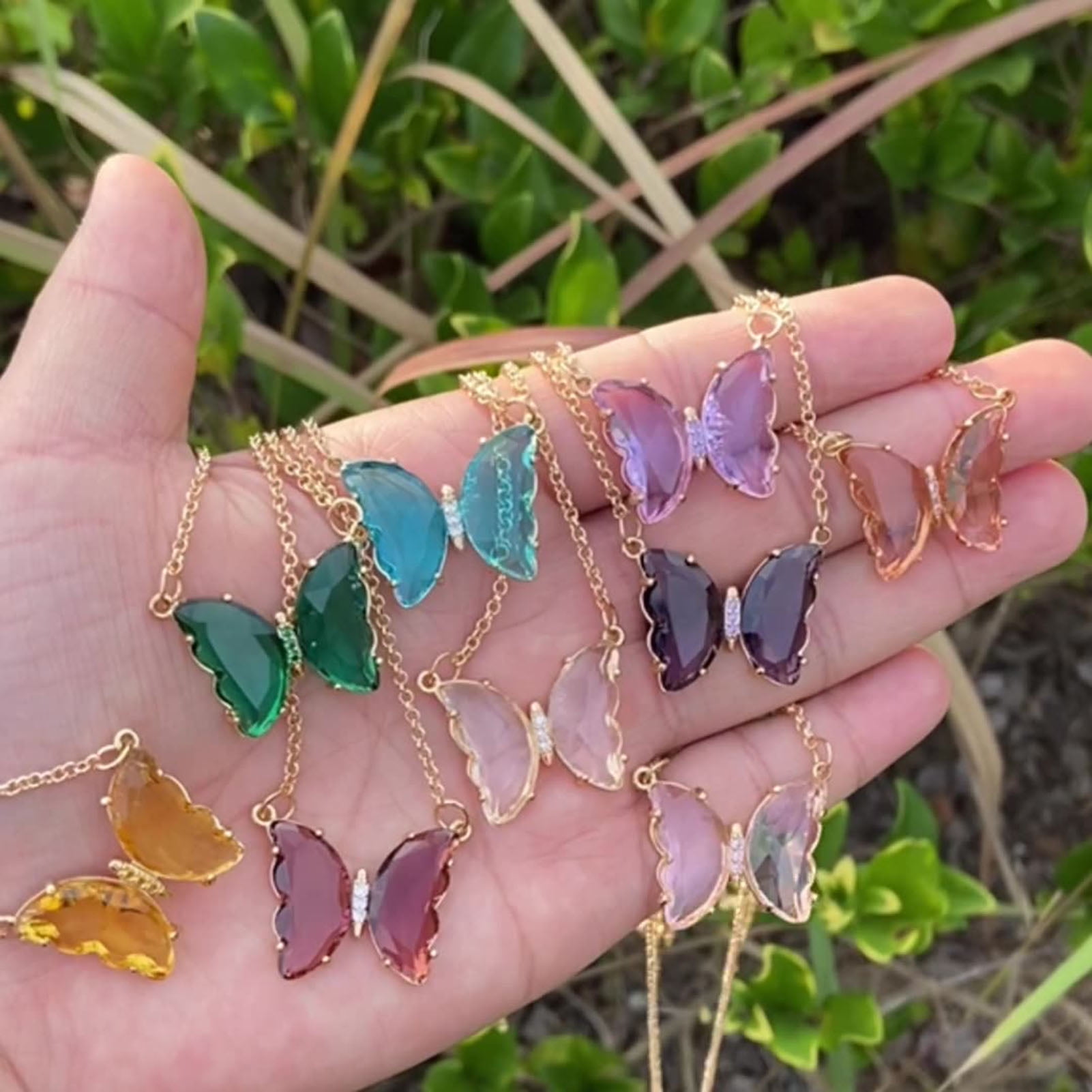 Glass butterfly pendant hot sale