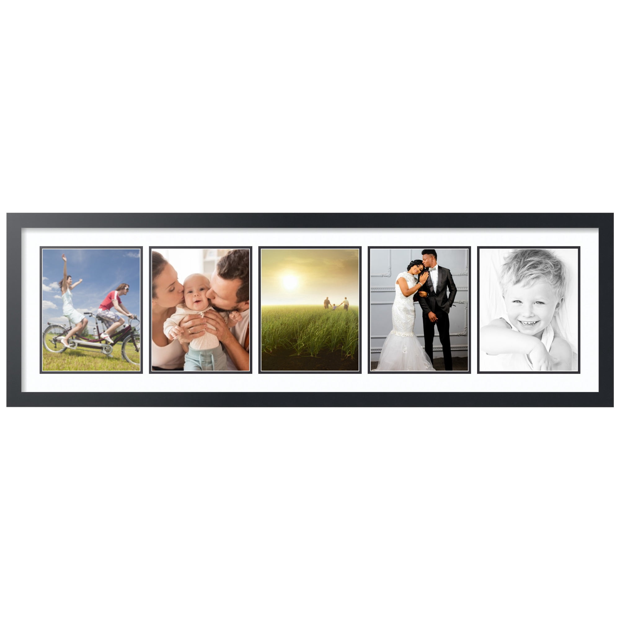 ArtToFrames Collage Photo Picture Frame with 5 - 8x10 Openings, Framed in Black with Super White and Black Mats (CDM-3926-115)