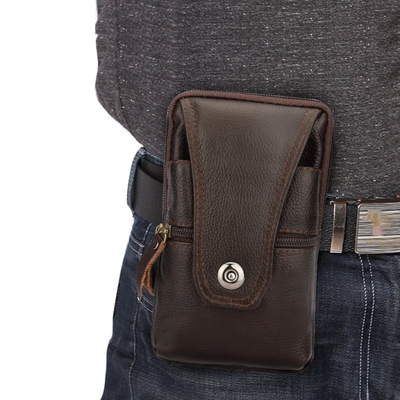 Leather Cell Phone Bag for Men, Men's Belt Bag Pouch with Belt Loop, Cell Phone Holster Case Wallet Purse Fit for iPhone 13 12 11 Pro Max 8, Samsung Galaxy S20 S10  S10 S9