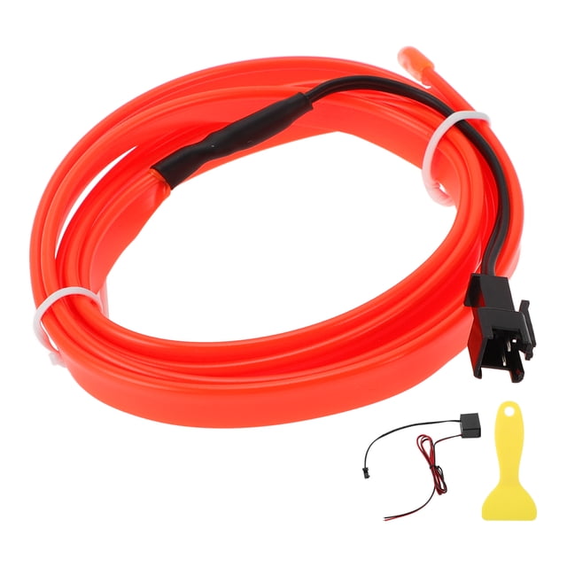 Cuerda de luz LED EL de 1m Unique Bargains Cable de luz de neón flexible para decoración interior de automóviles Controlador de cableado (12v) Rojo