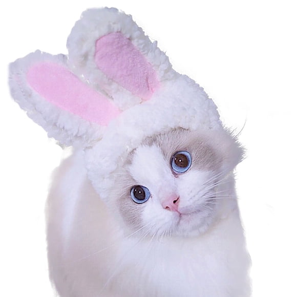 Pet Hat Soft Bunny Plush Funny Adjustable Pet Cosplay Headwear Cat Costume Hat