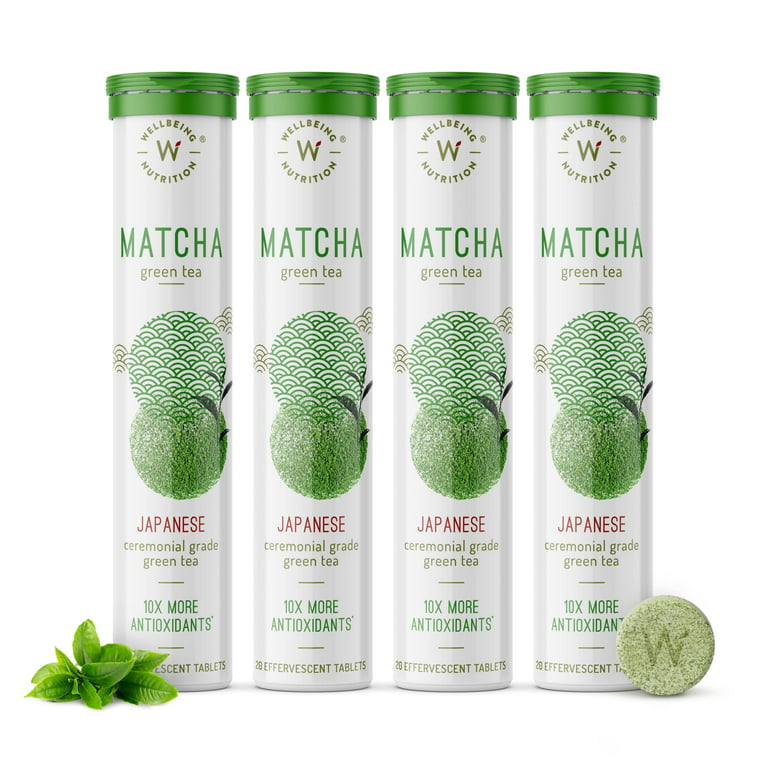 Wellbeing Nutrition Organic Japanese Ceremonial Matcha Green Tea for Energy  Focus High in ANTIOXIDANTS for Skin, Dark Circles Weight Management (80  Effervescent Tablets) Pack 