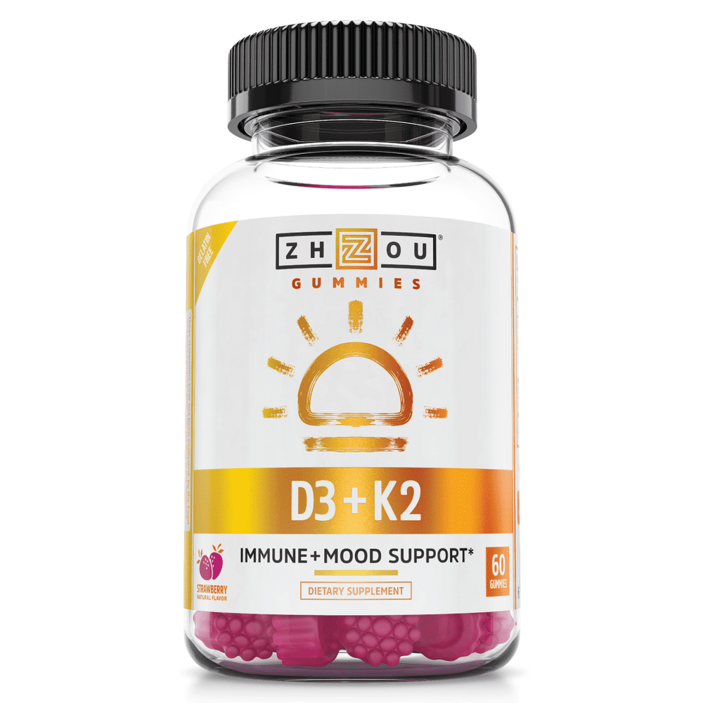 Zhou Nutrition Vitamin D3 K2 Gummies Bone and Heart Health Formula