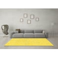 thumbnail image 3 of Ahgly Company Machine Washable Indoor Square Solid Yellow Modern Area Rugs, 3' Square, 3 of 4