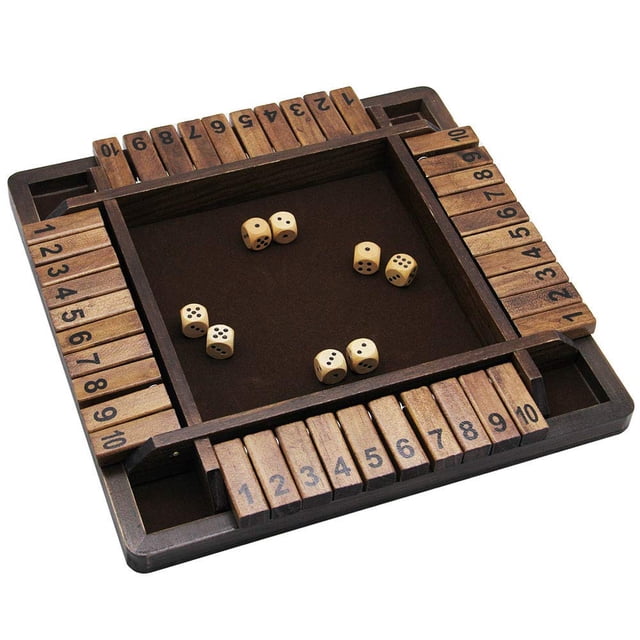 Juegoal Wooden 4 Players Shut The Box Dice Game, Classics Tabletop Version y Pub Board Gam Juegoal Juegoal