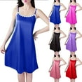 thumbnail image 6 of FAIWAD Women's Satin Nightgown Sleeveless Spaghetti Strap Tank Dress Casual Loose Knee Length Nightwear Comfy Soft Home Dress, 6 of 6