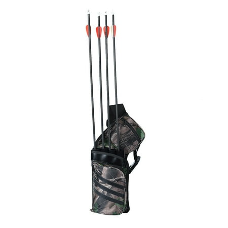 Huaq Multi-function Arrow Quiver Cylinder Bow Arrow Single Waist Bag 4 Pipes Large Capacity Holder Carry Pouch for Outdoor Hunting Archery - No Arrows (Camouflage)